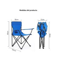 SET 2 Sillas Plegables para Camping, Pesca y Playa - Acampada Exterior con Reposabrazos, Portavasos y Bolsa Lateral - Resistente - 50x50x80cm - details 4