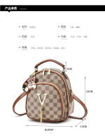 Mochila Vintage a Cuadros Para Mujer Estilo Girly Con Contraste De Hombros Mochila Redonda De Moda Cruzbody Sencilla Con Costuras Material PVC - details 6