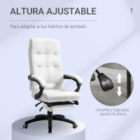 Vinsetto Silla de Oficina Ergonómica Silla de Escritorio Giratoria con Altura Ajustable Función de Inclinación Reposabrazos y Reposapiés Piel Sintética 65x65x118-125 cm - details 3