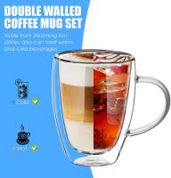 2 Pcs Tazas De Café Con Mano De Vidrio Doble Capa 12oz Resistentes Al Calor Para Espresso Cappuccino Latte Té Transparentes Ecológicas Para El Hogar - details 5