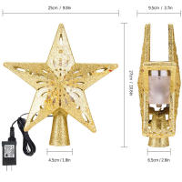 Decoración De Árbol De Navidad 3D Estrella Plateada Con LED Giratorio Proyector De Escarcha Luces Colgantes Para Fiesta Navideña - details 13