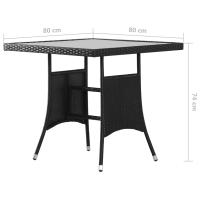 vidaXL Mesa de jardín 80x80x74 cm ratán sintético negro - details 5