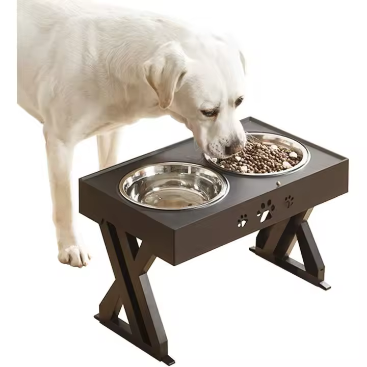 Cuenco elevado para perros, cuencos para perros con soporte, cuencos para perros de altura ajustable con 2 platos, rejilla de alimentación elevada antisaltos para perros - 1
