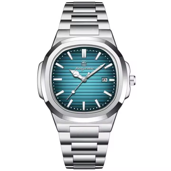 Reloj De Pulsera De Lujo PAAZOMU Para Hombre Resistantes Al Agua 50 ATM Calendario Perpetuo Luminoso Acero Inoxidable Cuadrado Reloj De Cuarzo - 1