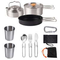 Juego De Cocina Al Aire Libre En Acero Inoxidable Para Camping Y Senderismo Kit De Comedor Portátil Con Sartén Fregadero Y Kettle Para 3-5 Personas - details 11