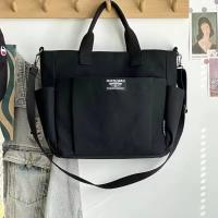 Bolso De Hombro Único De Lona Para Mujer Estudiante Capacidad Grande Estilo Minimalista Urbano Diagonal Cruzado Ecológico - details 11