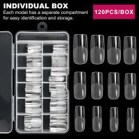 120 PCS De Tiras De Uñas Postizas Cuadradas De Gel Suave Transparente En 12 Tamaños Para Extensión De Uñas Falsas Estilo Francés - details 1