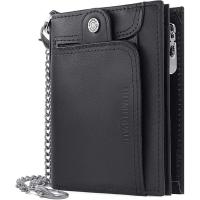Cartera Hombre Piel con Monedero Billetera Hombre con RFID Bloqueo Billeteras Bifold Hombres Monedero Hombre Pequeño con Cremallera 14 Ranuras para Tarjetas Carteras para Hombre con Cadena - details 0
