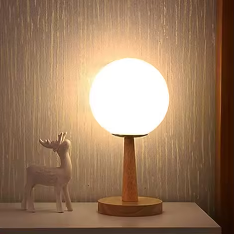 SOMY Lámpara de Mesa Base de Bambú, Lámpara de Noche Regulable LED Extensible Blanco Cálido/Blanco H28cm Lámpara de Banco de Trabajo - 1