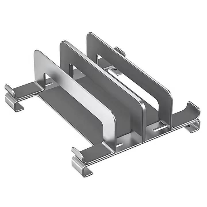 Soporte para portátil ajustable vertical soporte de escritorio portátil muelle ahorro de espacio 3 en 1 soporte de ordenador plata - 1