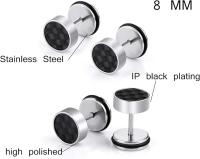 pares de pendientes de aro de acero inoxidable pendientes para hombres de las mujeres, pendientes de aretes sin alergia, plata negro - details 1
