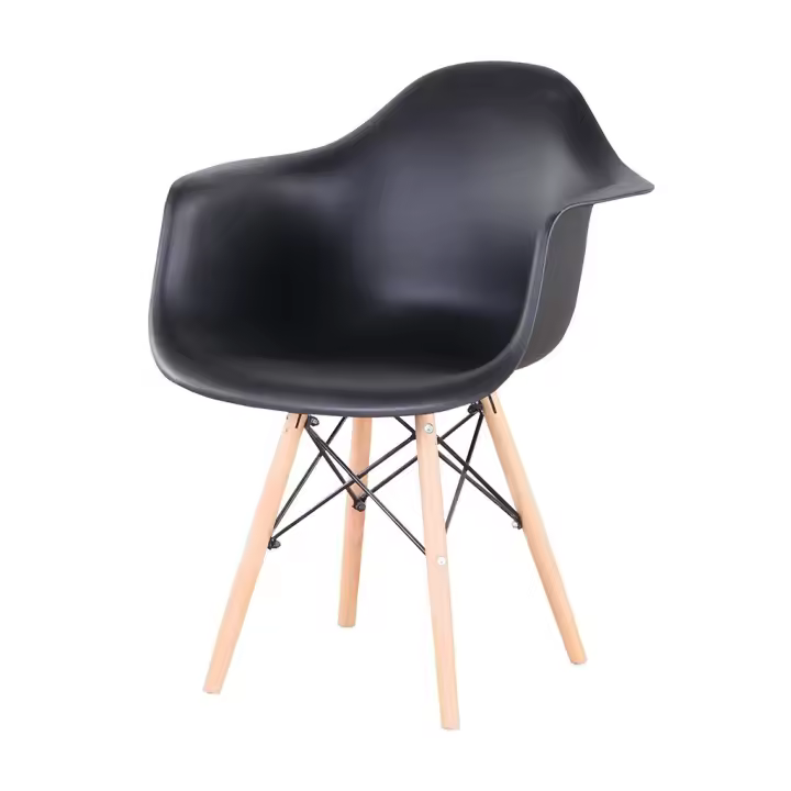 ORION91 Sillón HADAR Polipropileno Reposabrazos Color Negro🖤 y Patas en Madera Haya (62x45x80 cm) Comedor Oficina Salón Teletrabajo Cocina - SpazioLuzio - 1
