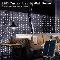 1 Pc Luces Solares Para Cortinas 300/200/100 LEDs Impermeables Para Exteriores E Interiores Decoración De Navidad Y Año Nuevo - details 1