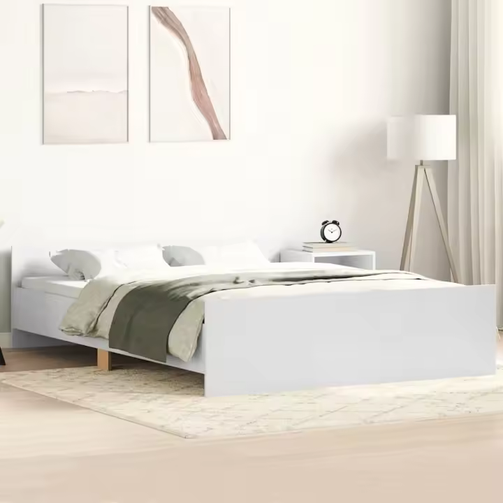 Estructura de cama con cabecero piecero blanco 150x200 cm - 1