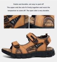 Sandalias De Cuero Genuino Para Hombre Verano Zapatillas De Playa Y Senderismo Antideslizantes Y Resistentes Al Desgaste Suaves De Goma Para Exterior - details 2