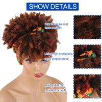 Pelucas Rizadas Para Mujeres Negras Con Diadema Peluca Corta Africana Kinky Rizada De Sintético Con Diadema Attachada Tamaño Promedio 2 En 1 - details 2