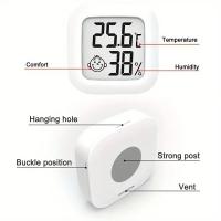 Higrómetro digital con indicador de confort inteligente, termómetro de interior LCD con pantalla de humedad, monitor de clima interior de plástico alimentado por batería, higrómetro electrónico digital LCD para exteriores con sensor de termómetro retroilu - details 1