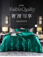 Juego De Cama Nórdico De Seda Con Fundas De Almohada Y Sábana De Lujo Para Pareja Individual Doble Verano Textil Sólido - details 1
