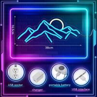 Luces De Neón Montañas LED Para Decoración De Pared Azul Luz De Neón Para Dormitorio Café Oficina Regalo De Cumpleaños Para Niños - details 1
