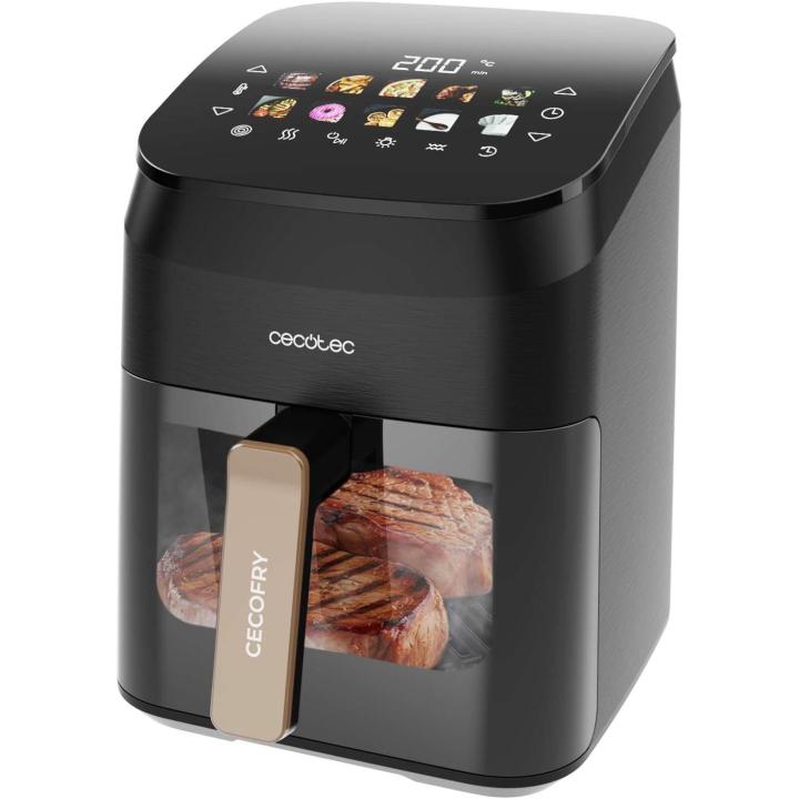 Cecotec Freidora de Aire sin Aceite - 4,5L - Plancha - Grill - Doble Resistencia - Ahumador Integrado - Air Fryer Cecofry&Grill Smokin' 4500. 1900W, Temperatura Regulable 40-200°C, 10 Menús