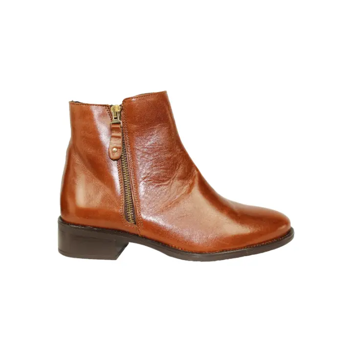 botin con cremallera exterior piel curtida vegetalmente fabricado en españa - 1