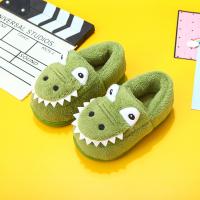 Pantuflas Verdes De Peluche Para Niños Con Patrón De Dinosaurio Lindo Antideslizantes Para Uso Interior Tallas Para Edad 3-6 Años - details 6