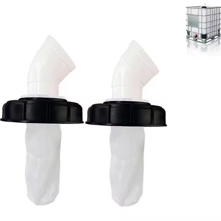 2pcs IBC Tote Cover,165 mm IBC Tote Adapter, with Nylon Strainer,Rugged Ibc Tote Cover Diameter Rainwater Collection System Fitting(straight) - 1