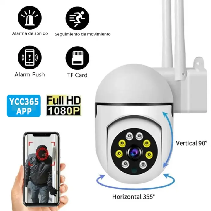 Cámara de Seguridad IP 1080P Control Inalámbrico Impermeable Vigilancia Humana AI - 1