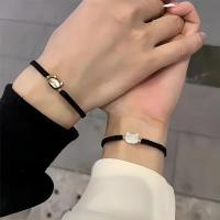 Pulsera De Gato Negro Y Blanco Ajustable Para Mujer Con Encanto De Luna Natural Y Obsidiana Diseño Sencillo Hecho a Mano Pulsera Lindo Gato Para Niñas - details 5