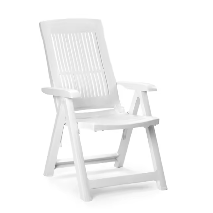 Ipae-Progarden Sillón Resina 5 Posiciones Blanco Tampa - Reclinable - Medida 60x61x109 Cm - Ideal para Jardín - 1