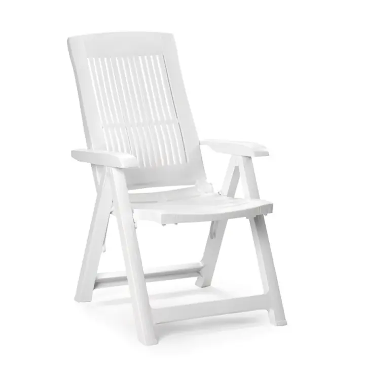 Ipae-Progarden Sillón Resina 5 Posiciones Blanco Tampa - Reclinable - Medida 60x61x109 Cm - Ideal para Jardín - 1