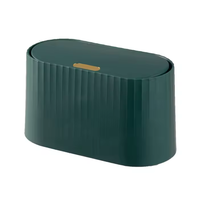 Pequeño Mini 2L con tapa tipo prensa, botella de escritorio, botella de basura con bolsa de té para sala de estar (VERDE) - 1