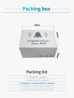 Timbre De Puerta Inalámbrico USB RF433 MHz Con Receptor Remoto Y 30 Músicas Para Llamadas Emergentes En Casa Compatible Con DC 5V - details 3