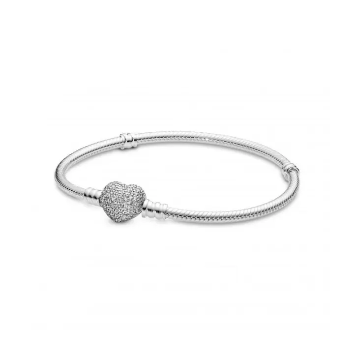 PULSERA PANDORA ORIGINAL CON CIERRE DE CORAZÓN CON PIEDRAS 590727CZ - 1