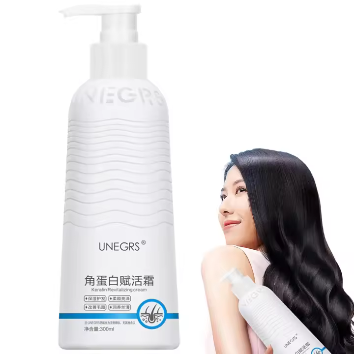 Crema revitalizante con queratina Consolidateh, sérum capilar Consolidate, acondicionador Unegrs Keratin-Revitalizingcream, Keratin Boost Awakening Hair, acondicionador sin enjuague suavizante para mujeres (1 unidad) - 1