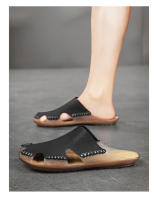 Sandalias De Cuero Para Hombre Talla Grande 46 48 Zapatos Clásicos De Verano Cómodos Para Caminar Al Aire Libre Mocasines Suaves Romanas - details 14