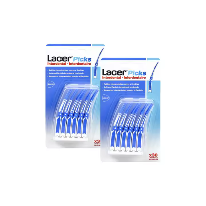 LACER 60 unidades PICKS INTERDENTAL palillos 30 u 2 paquetes - 1