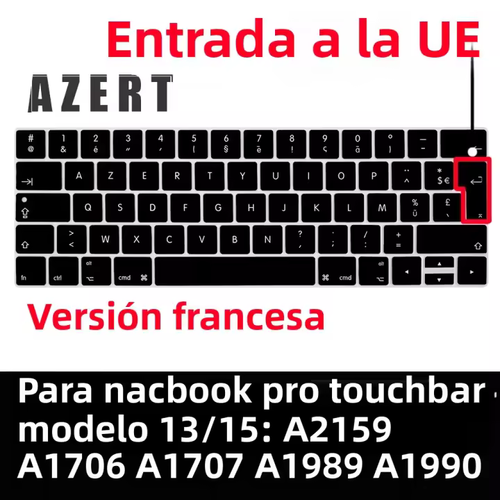 Cubierta De Teclado Para MacBook pro Con Barra Táctil 13" Y 15" A2159 A1706 A1707 A1989 A1990 (2016-2029 Lanzamiento) Silicona Impermeable Y Antipolvo - 1