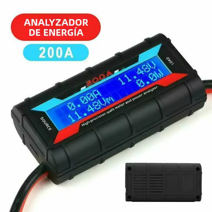 Medidor De Corriente Digital LCD Preciso 200A Negro Para Baterías RC Y Energía Solar Analizador De Potencia - 1