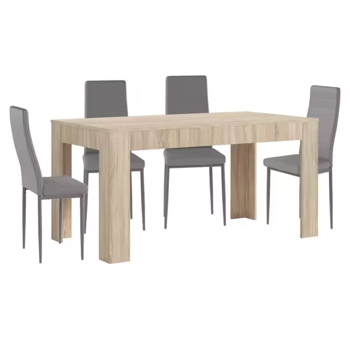 Mesa Extensible de Comedor o Cocina + 4 Sillas en Polipiel/metal     Saldos y Stocks - 1