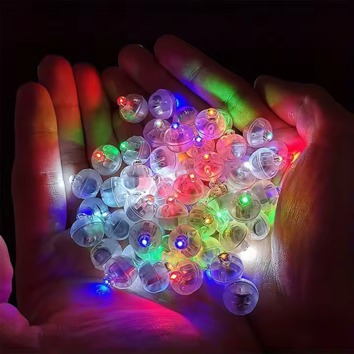 50pcs Luces LED Mini Para Globos Redondos Lámpara Decorativa De Fiesta Para Luces De Papel Colores Multicuadros Para Festivales Y Cumpleaños - 1