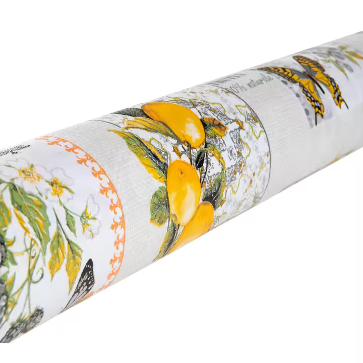 Cofan Rollo de Hule con Estampado de Limones y Mariposas | Impermeable | Medida: 1,40 x 25 m | Protector para la Mesa - 1