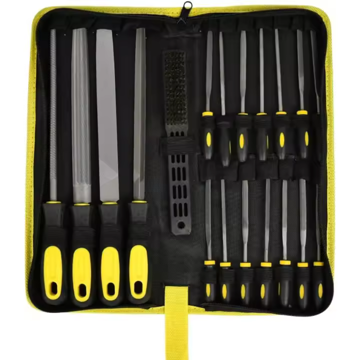 Juego de Limas Planas y Escofinas para Taller, Bricolaje y Carpintería, Limas con Mango de Goma Antideslizante y Bolsa de Almacenamiento (19 piezas) - 1