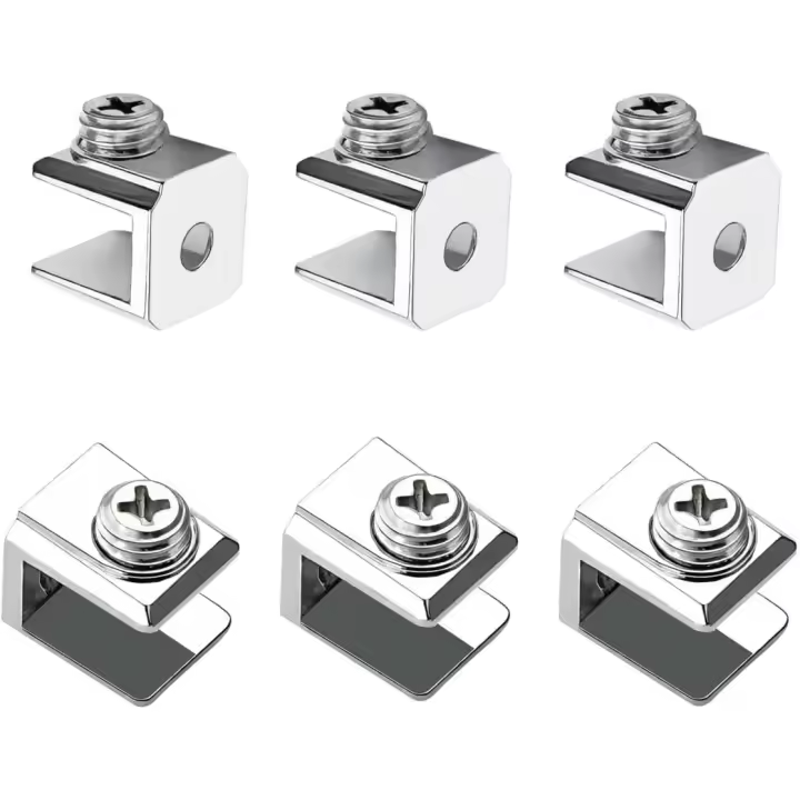 Qrity 16 Pcs Clip de abrazadera de la aleación de zinc, clips de espejo ajustables, para estante de madera/de 3-8mm de espesor - 1