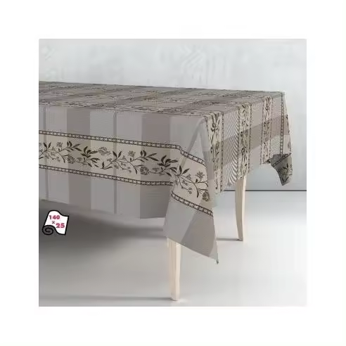 Rollo de hule mantel beige-marrón 140cm x 25m Exma - 1