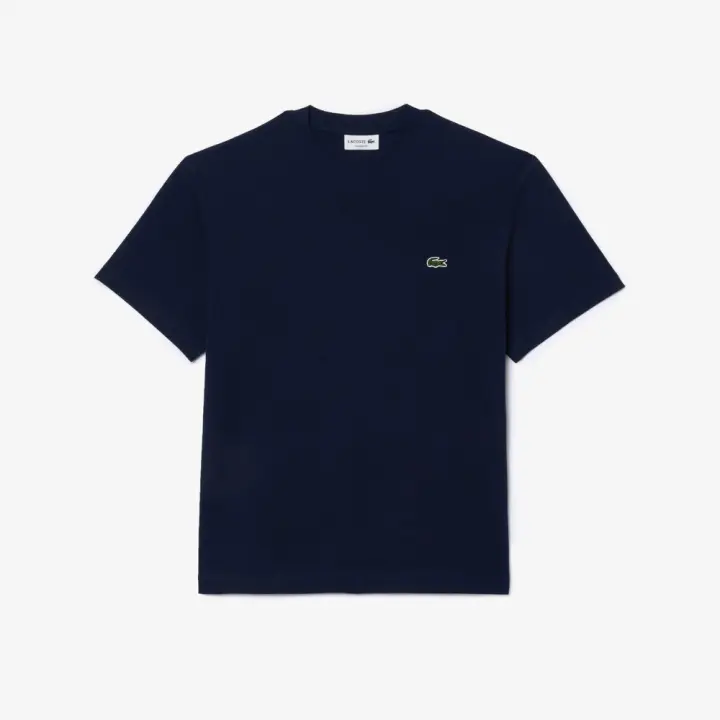 Camiseta Azul Marino Lacoste de Corte Clásico de Punto de Algodón - 1