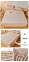 Sábana Ajustable De Algodón 100% En Color Sólido Antideslizante Duradera Para Cama Doble Reina Rey Tamaños 120/150/220cm - details 17