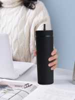 Taza De Plástico Doble Capa Con Gran Capacidad Y Alto Valor Estético Taza De Bebida Fría Con Tubo Recto Taza Portátil Con Pajita Para Adultos - details 0