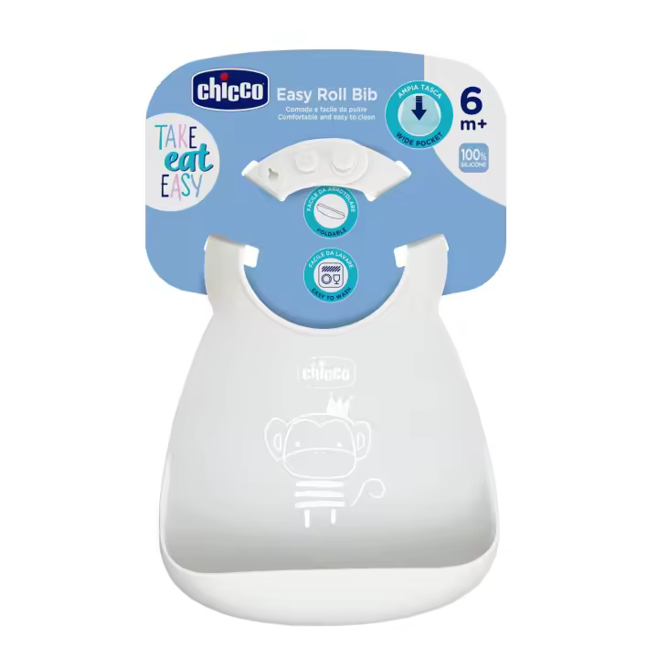 Chicco Babero Easy Roll Silicona Color Gris - 1