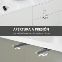 HOMCOM Aparador de Salón con 3 Puertas 2 Cajones Estante Interior Regulable Mueble Auxiliar de Almacenamiento Antivuelco 117x36x74 cm Blanco Brillante - details 5